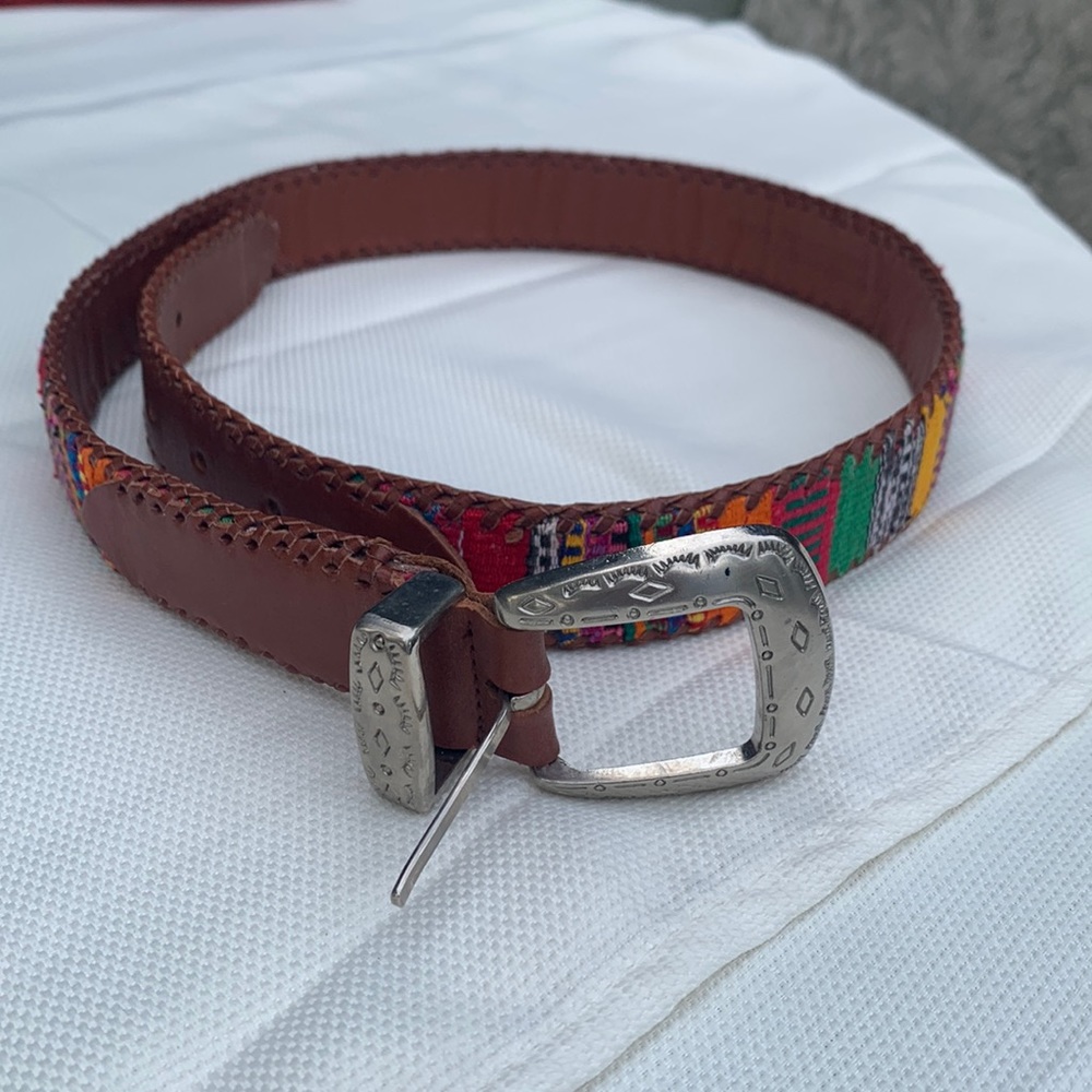 Belt, pre worn, fabric and leather